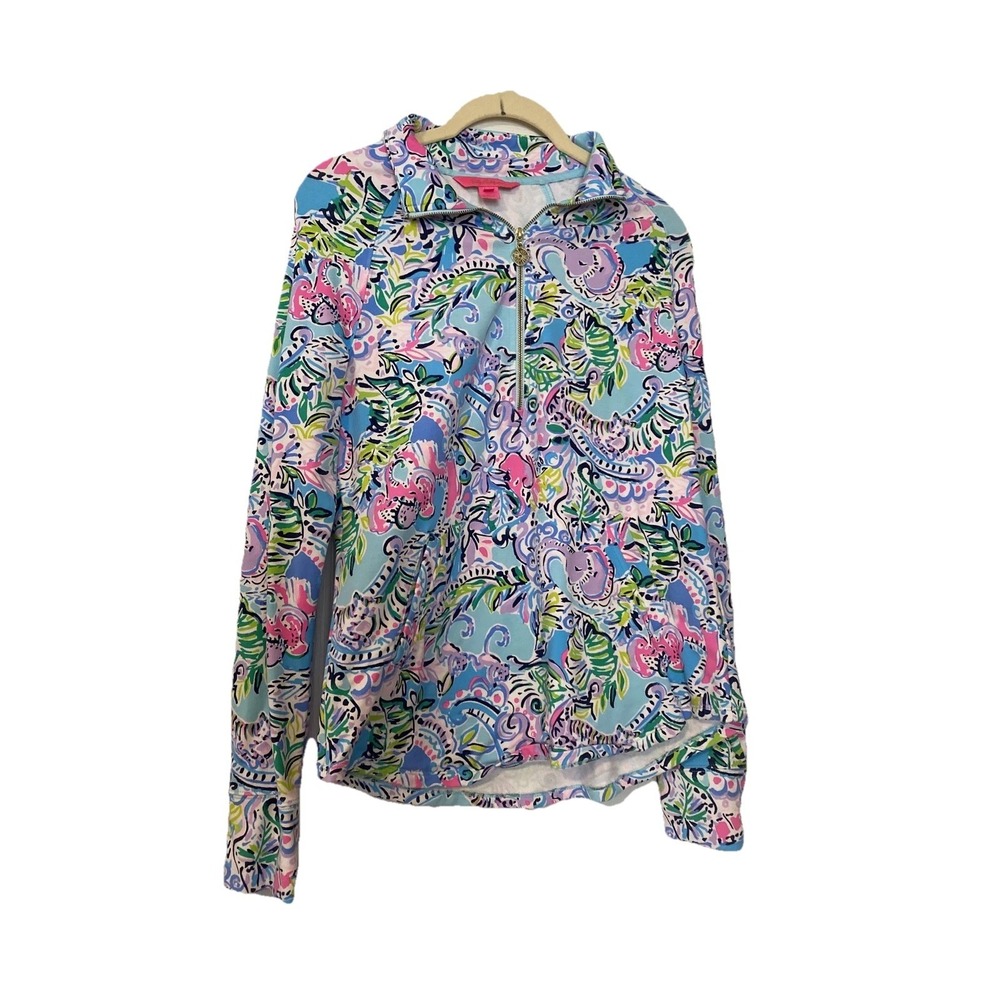 Lilly Pulitzer UPF 50 Skipper round Hem Popover Multi Over the Rainbow Size XS